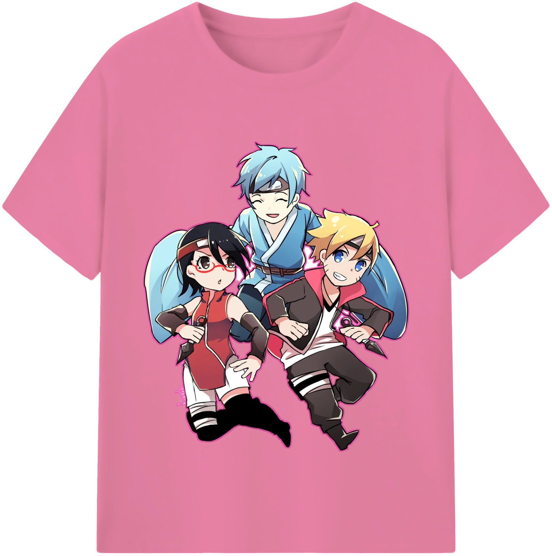 （画像用） NARUTO -ナルト- うちは サラダ Uchiha Sarada 綿100％半袖Tシャツ（フロントプリント）